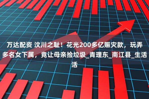 万达配资 汶川之耻！花光200多亿赈灾款，玩弄多名女下属，竟让母亲捡垃圾_青理东_南江县_生活